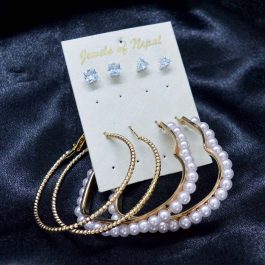 Jewels of Nepal Korean Hoop Style Earrings & Ear Studs Set