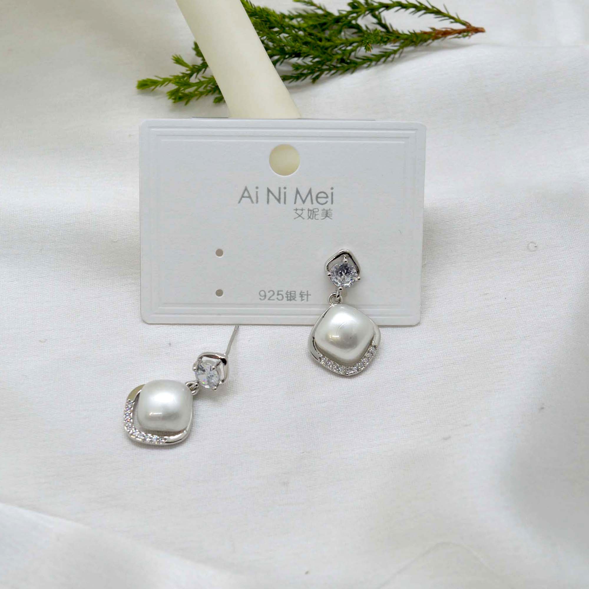 Jewels of Nepal Cute Korean Design Faux Pearl Dangling Earrings For Women - Image 4