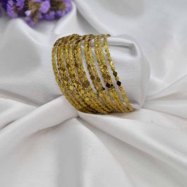 Jewels of Nepal Golden Toned Metallic Set Bangles For Women- Set Of 12 Pcs | Gold Tone Bangle Set For Women - 12 Pieces