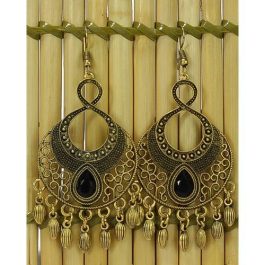 Golden Stone Self Patterned Dangle Earrings For Women
