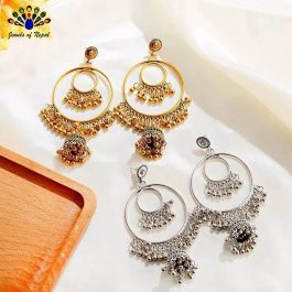 Golden/Silver Antique Toned Boho Vintage Bell Tassel Jhumka Earrings - Jewels of Nepal
