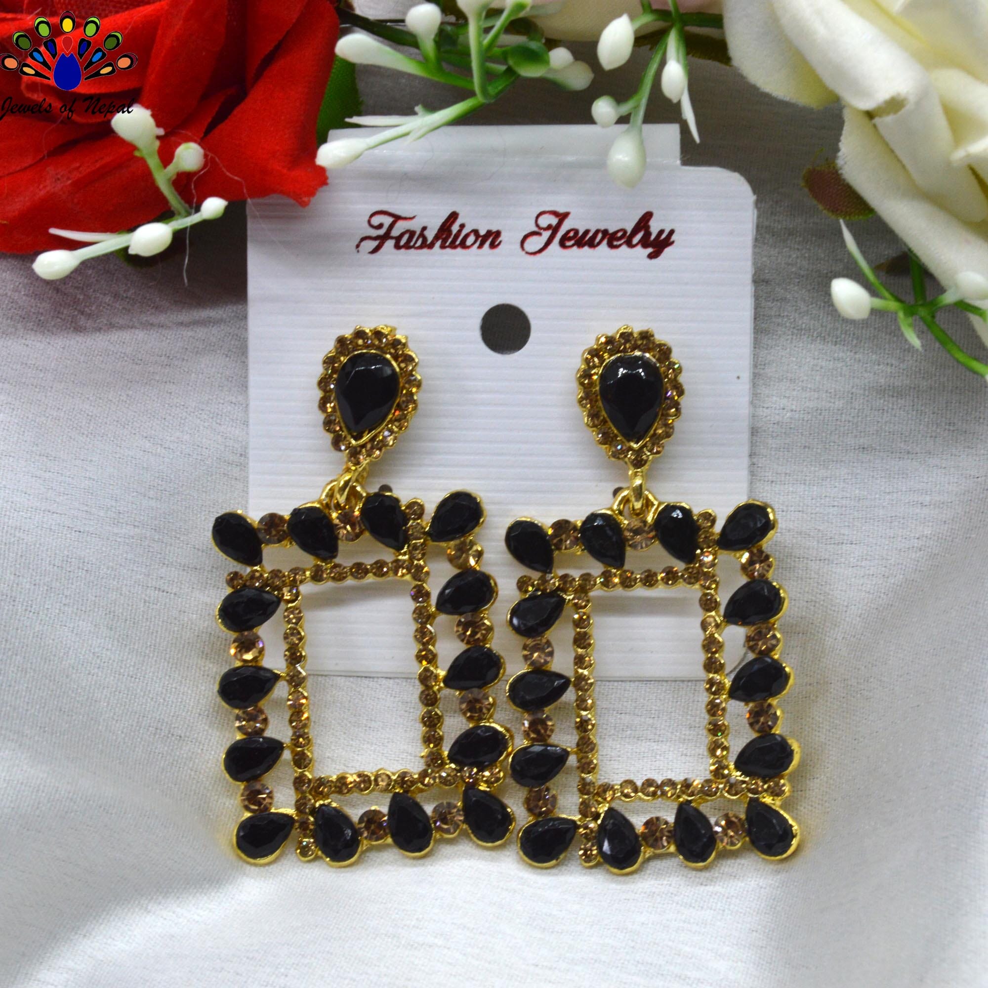 Jewels of Nepal Stone Studded Trendy Medium Party Earrings For Women