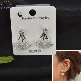 Jewels of Nepal Golden/Silver Stone Studded S925 Double Sided Ear Studs For Women