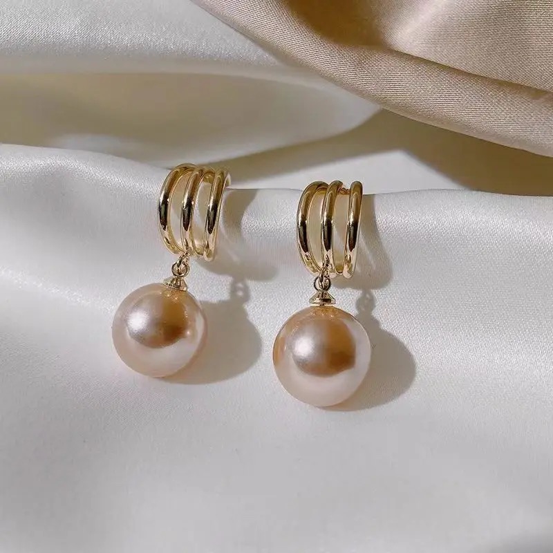 Jewels of Nepal Faux Pearl Dangling Triple C-Hoop Earrings For Women