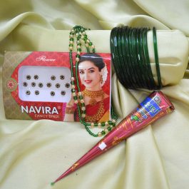 Jewels of Nepal Shrawan Special Cut Patterned Glass Bangles / Chura Combo Set for Women