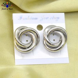 Golden/Silver Twisted Circular Trendy Style Ear Studs For Women-Jewels of Nepal