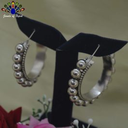 Jewels of Nepal Silver Balls Beaded Hoop Earrings for Women