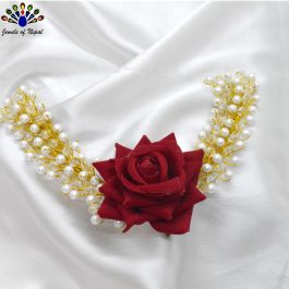 Jewels of Nepal Rose Flower Faux Moti & Crystal Beaded Hair Embellishment For Women