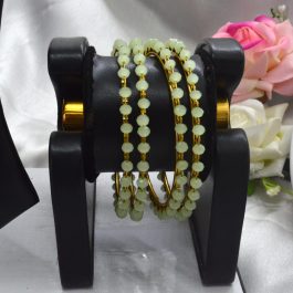 Jewels of Nepal Mint-Golden Toned Crystal Bangles Set For Women- Set of 4 pcs