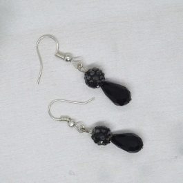 Jewels of Nepal Faux Shamballa Beads &Crystal Drop Earrings For Women