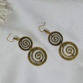 Jewels of Nepal Antique Toned Double Spiral Drop Earrings For Women
