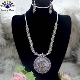 Jewels of Nepal Silver Oxidized Butterfly Necklace & Earrings Set for Women