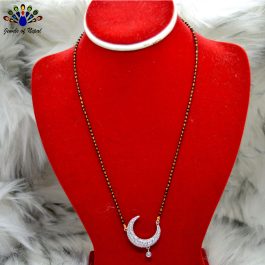 White Gold Plated Crescent Moon Mangalsutra For Women