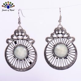 Grey Toned Stripe Textured Dangling Earrings For Women