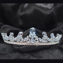 Jewels of Nepal Golden/White Stunning Cubic Zirconia (American Diamond) Studded Bridal Crown/Hair Embellishment For Women