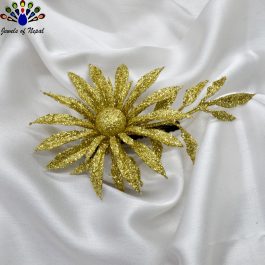 Golden Glitter Flower Hair Embellishment / Juro Flower For Women- Jewels of Nepal