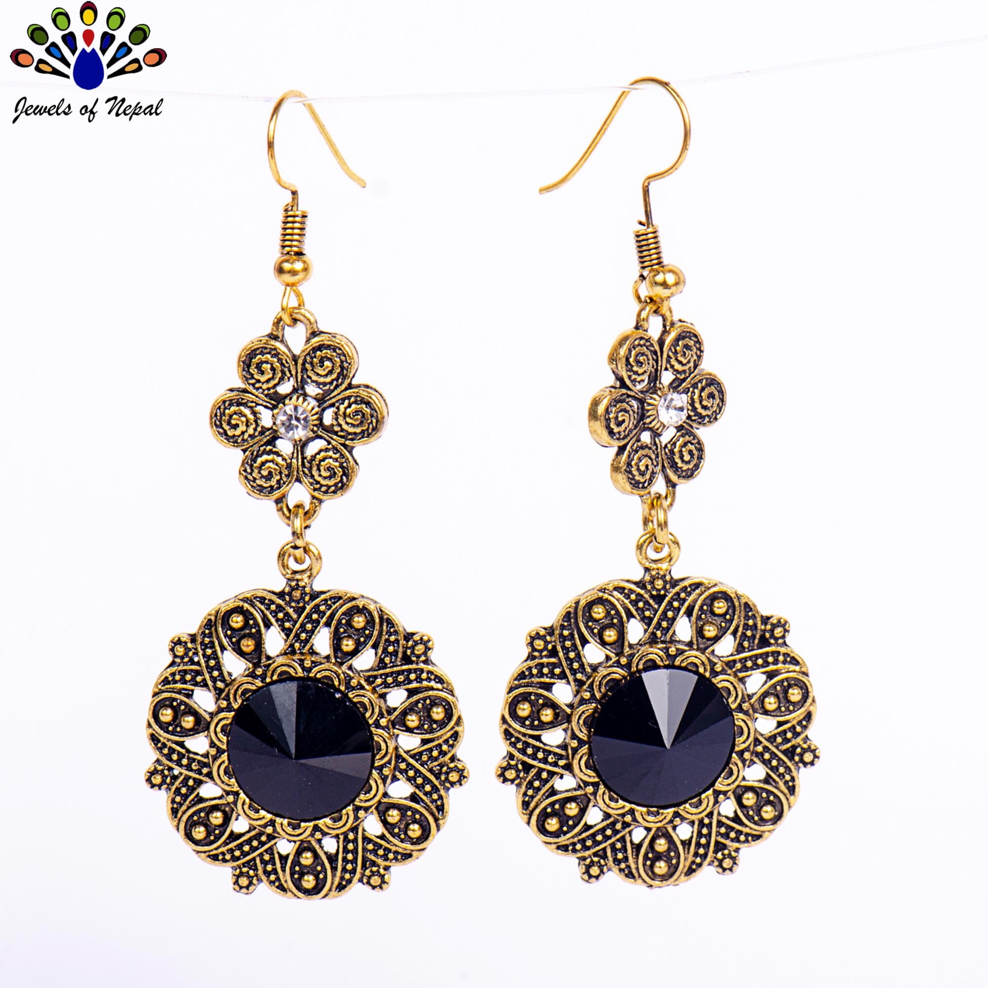 Floral Designed Round Drop Earrings For Women - Image 4