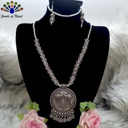 Jewels of Nepal Silver Oxidized Butterfly Necklace & Earrings Set for Women
