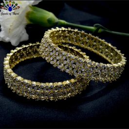 Jewels of Nepal American Diamond Stones Studded Golden Bala/Bangles For Women- 2 Pcs