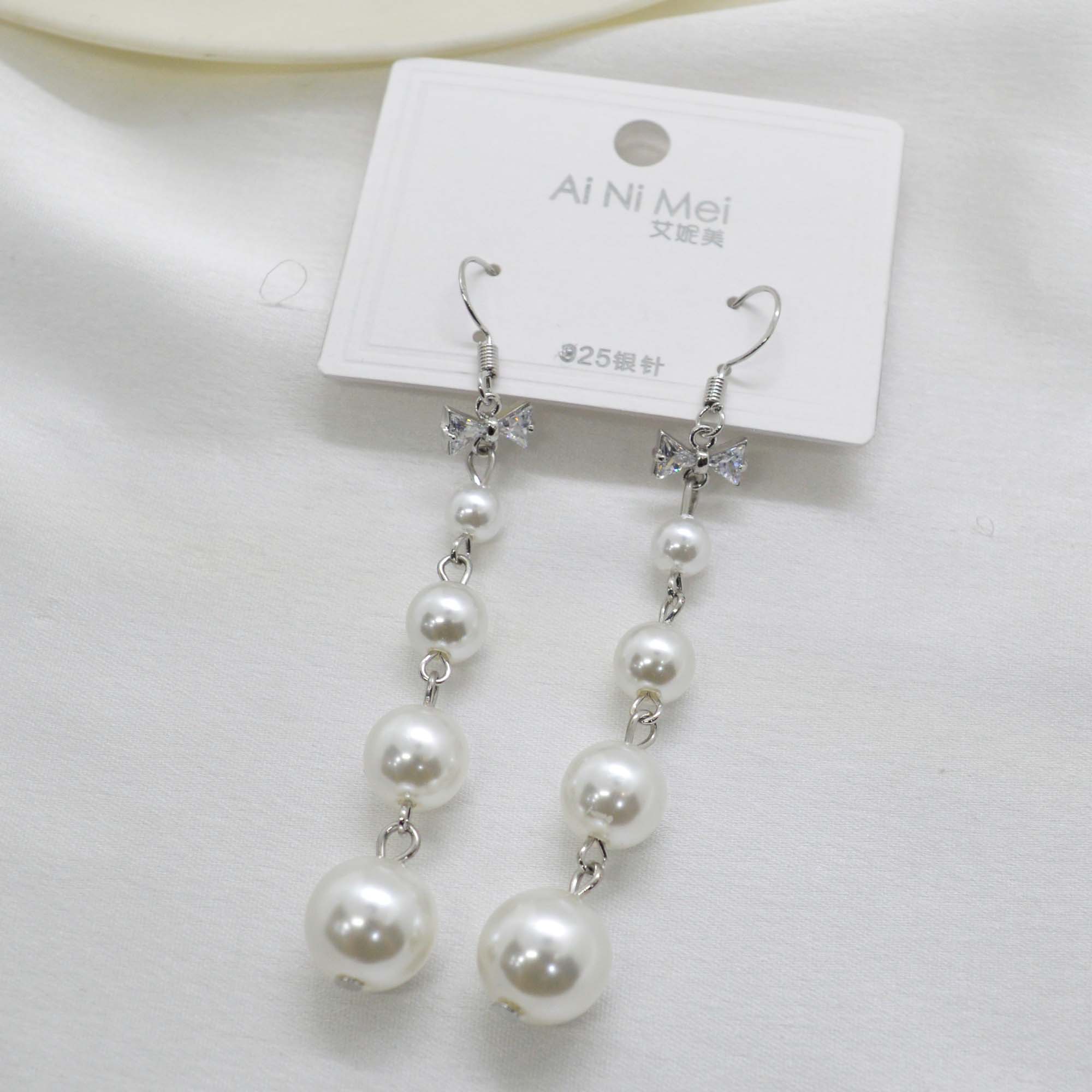 Jewels of Nepal Golden/Silver Simulated Pearl Beaded Drop Earrings for Women - Image 3