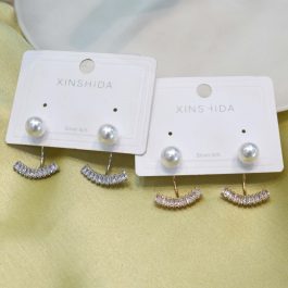 Jewels of Nepal S925 Trendy Elegant CZ Stones Studded Double Sided Ear Studs For Women