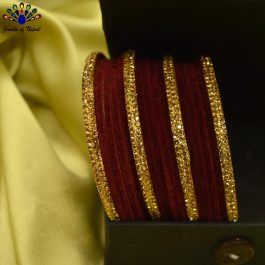 Jewels of Nepal Maroon-Golden Bridal / Teej Special Bala / Chura / Churi / Bangles Set for Women