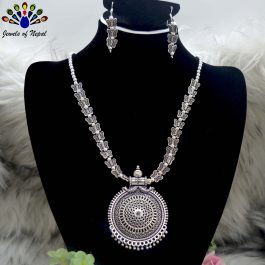 Jewels of Nepal Silver Oxidized Butterfly Necklace & Earrings Set for Women