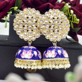 Jewels of Nepal Faux Moti & Beads Beaded Meenakari /Kundan Luxury Pinjada Earrings For Women