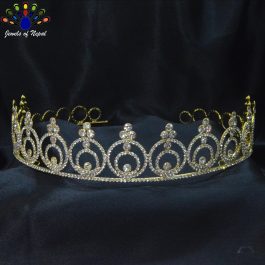 Golden/White Stunning Bridal Full Head Round Crown/Hair Embellishment For Women