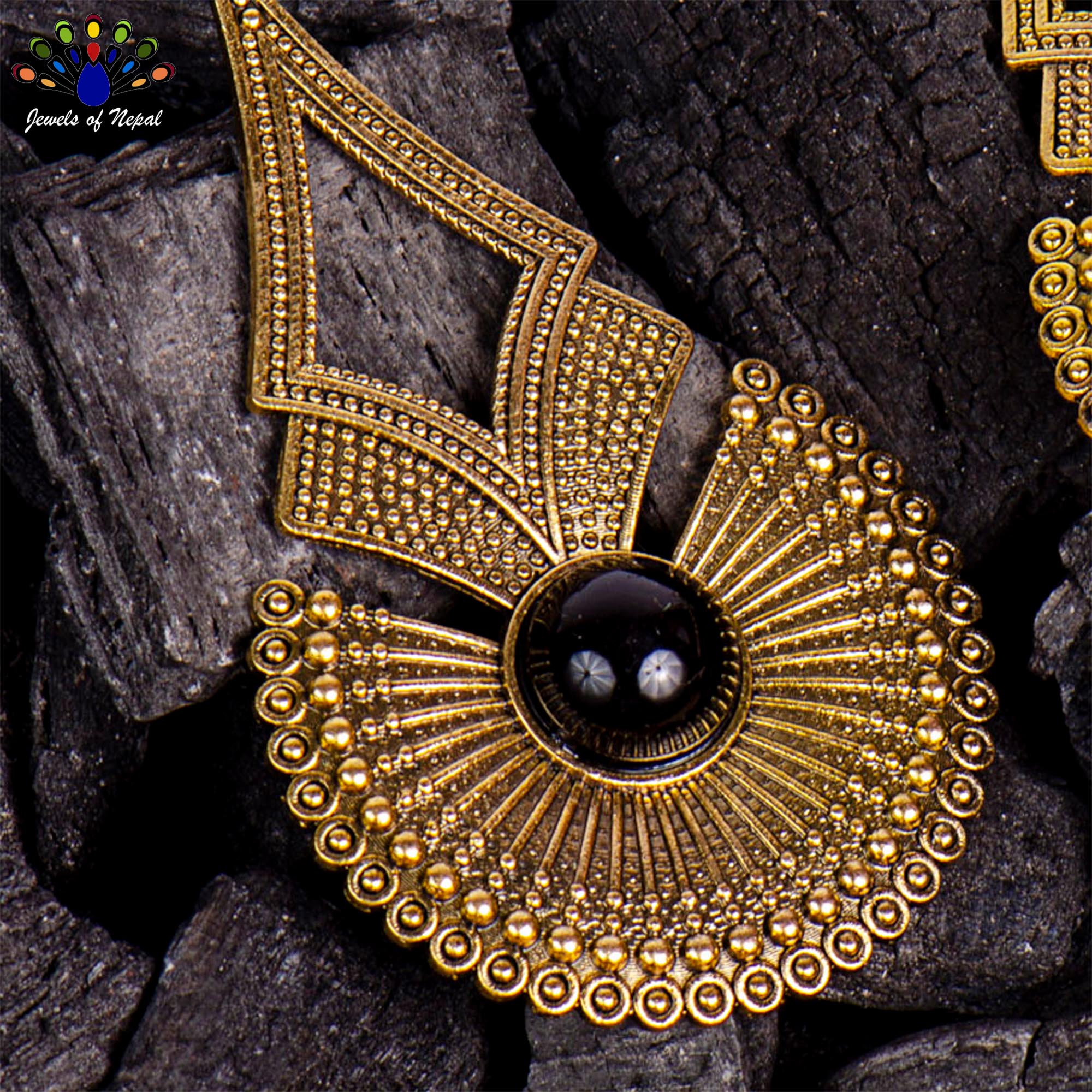 Golden/Silver Dot Patterned Long Drop Earrings For Women- Jewels of Nepal - Image 4