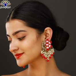 Antique Toned Faux Moti Beaded Meenakari /Kundan Luxury Earrings For Women- Jewels of Nepal