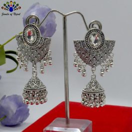 Silver Toned Ethnic Style Pinjada Drop Earrings For Women