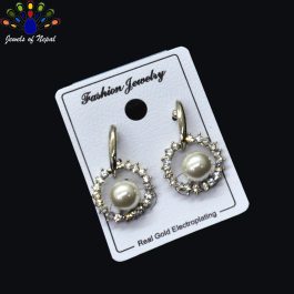 Jewels of Nepal Korean Round Faux Moti Drop Earrings For Women