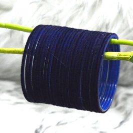 Navy Blue Velvet Bangles For Women- 2 Dozens (24pcs) | Velvet Covered Metal Bangle For Women - 24 Pieces