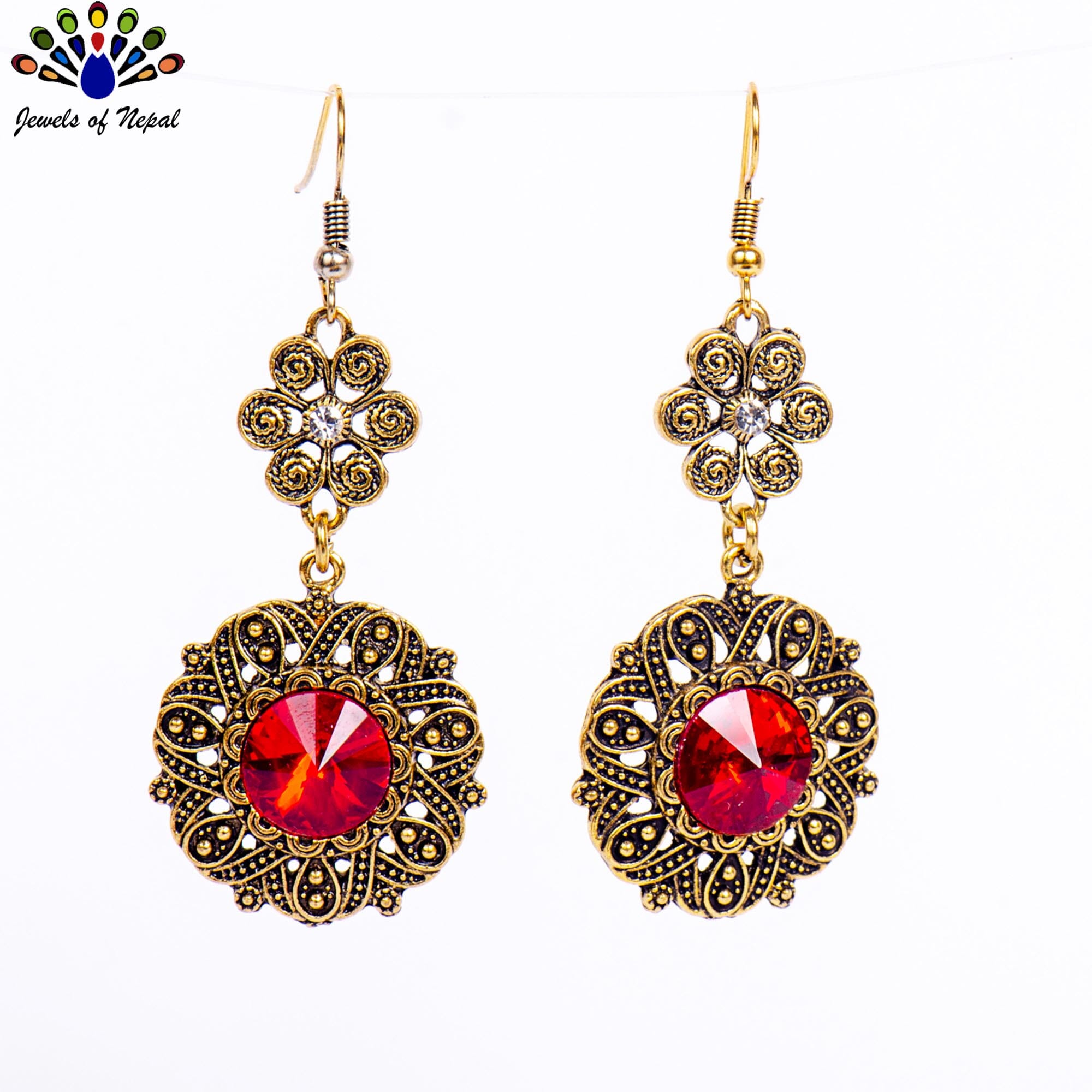 Floral Designed Round Drop Earrings For Women - Image 10