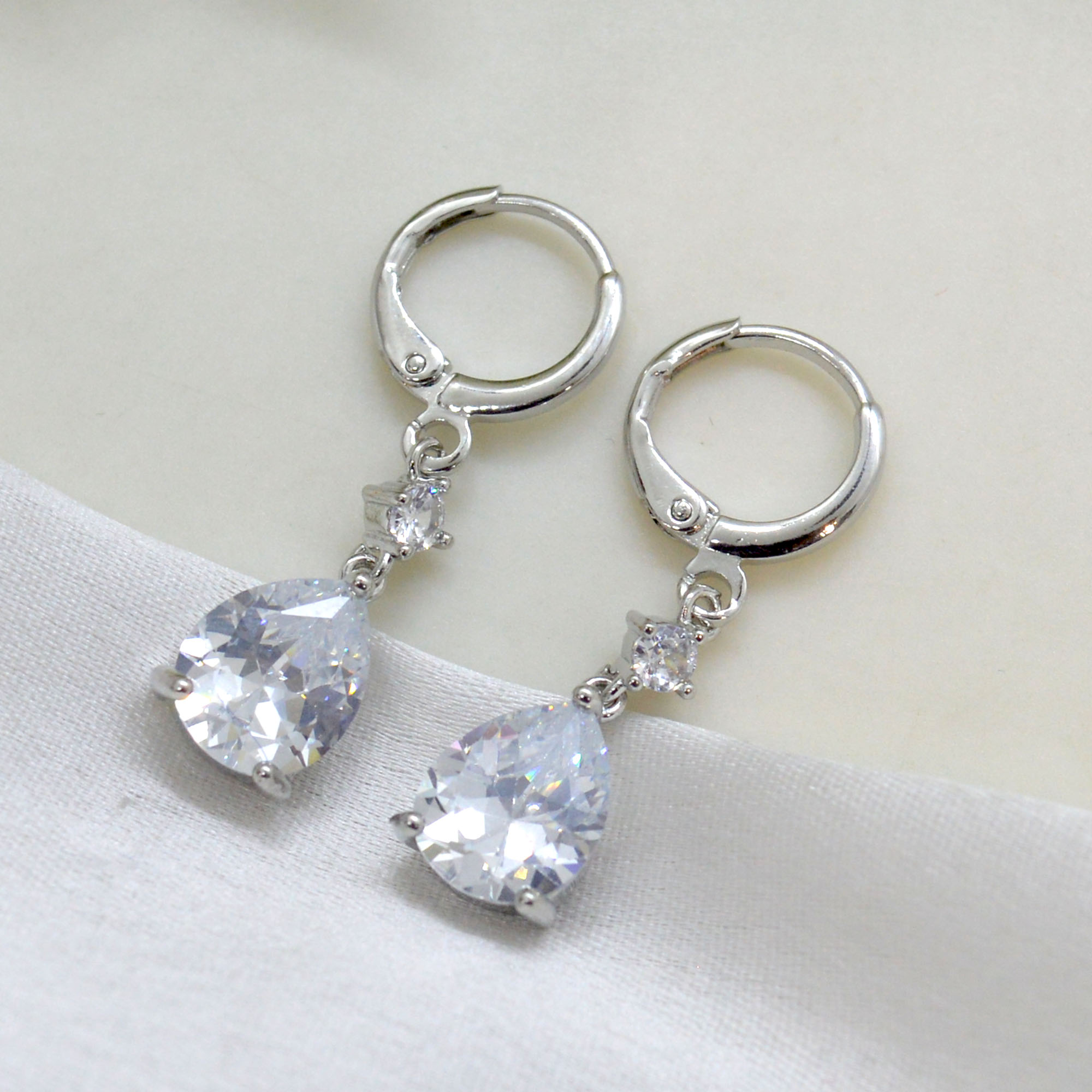 Jewels of Nepal CZ Stoned Drop Designed Juli Earrings for Women - Image 3