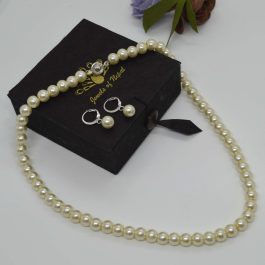 Jewels of Nepal Faux Pearl Necklace & Earrings Set for Women