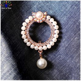 Jewels of Nepal Faux Moti & Stones Studded Circular Brooch for Women