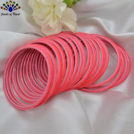 Jewels of Nepal Punch Pink Velvet Bangles For Women- 2 dozens (24pcs)