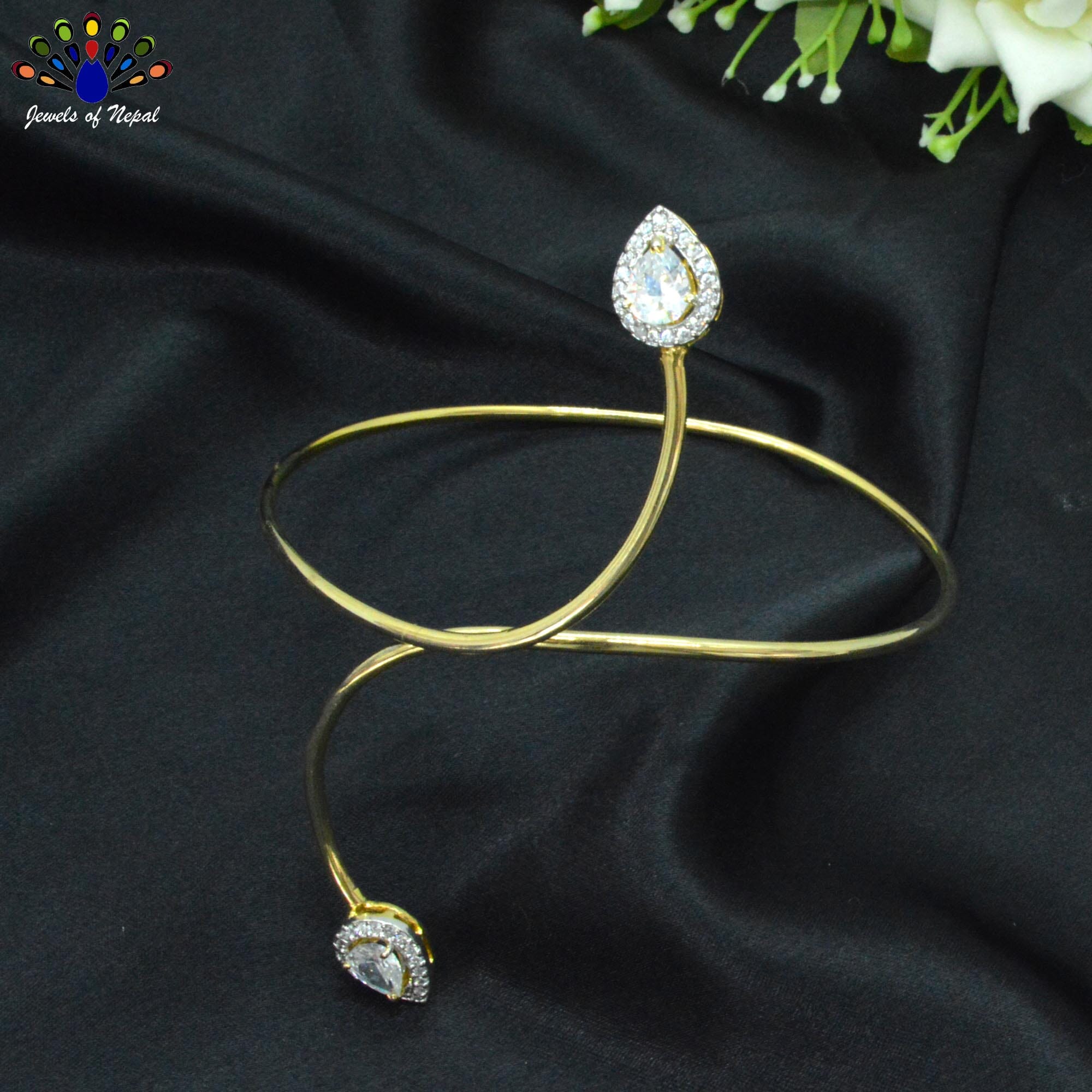American Diamond Studded 18K Gold Plated Baajubandh / Bajuband For Women | Arm Band | Fashion Gold Plated Baajuband With Stone For Women