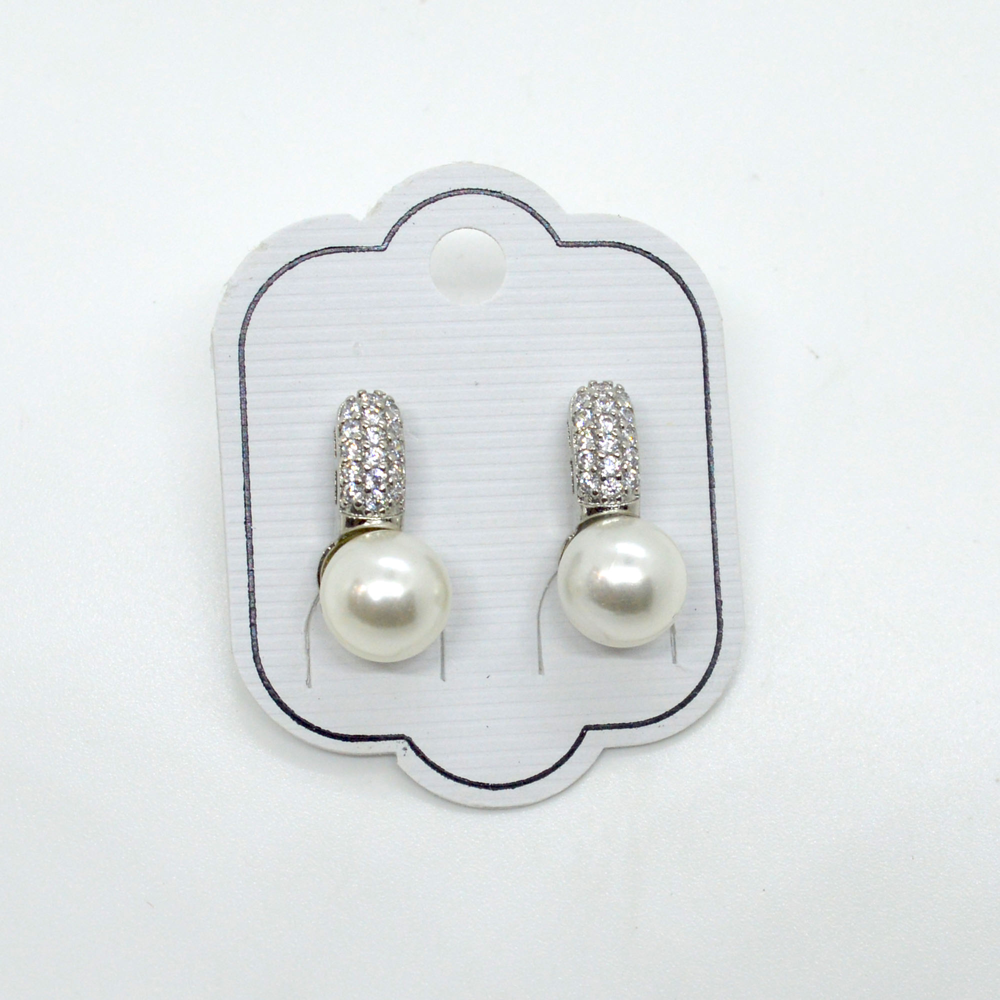 Jewels of Nepal Faux Pearl Studded Stone Top Stud Earrings For Women - Image 2