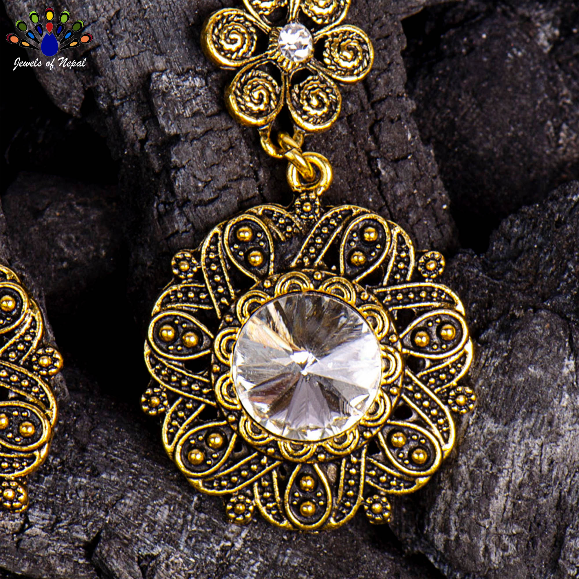 Floral Designed Round Drop Earrings For Women - Image 3