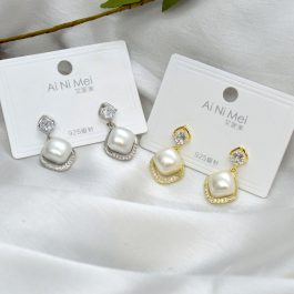 Jewels of Nepal Cute Korean Design Faux Pearl Dangling Earrings For Women