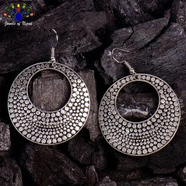 Metallic Textured Circular Drop Earrings