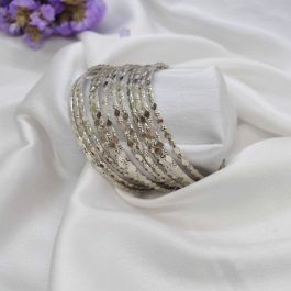 Jewels of Nepal Silver Toned Metallic Set Bangles For Women- Set of 12 pcs