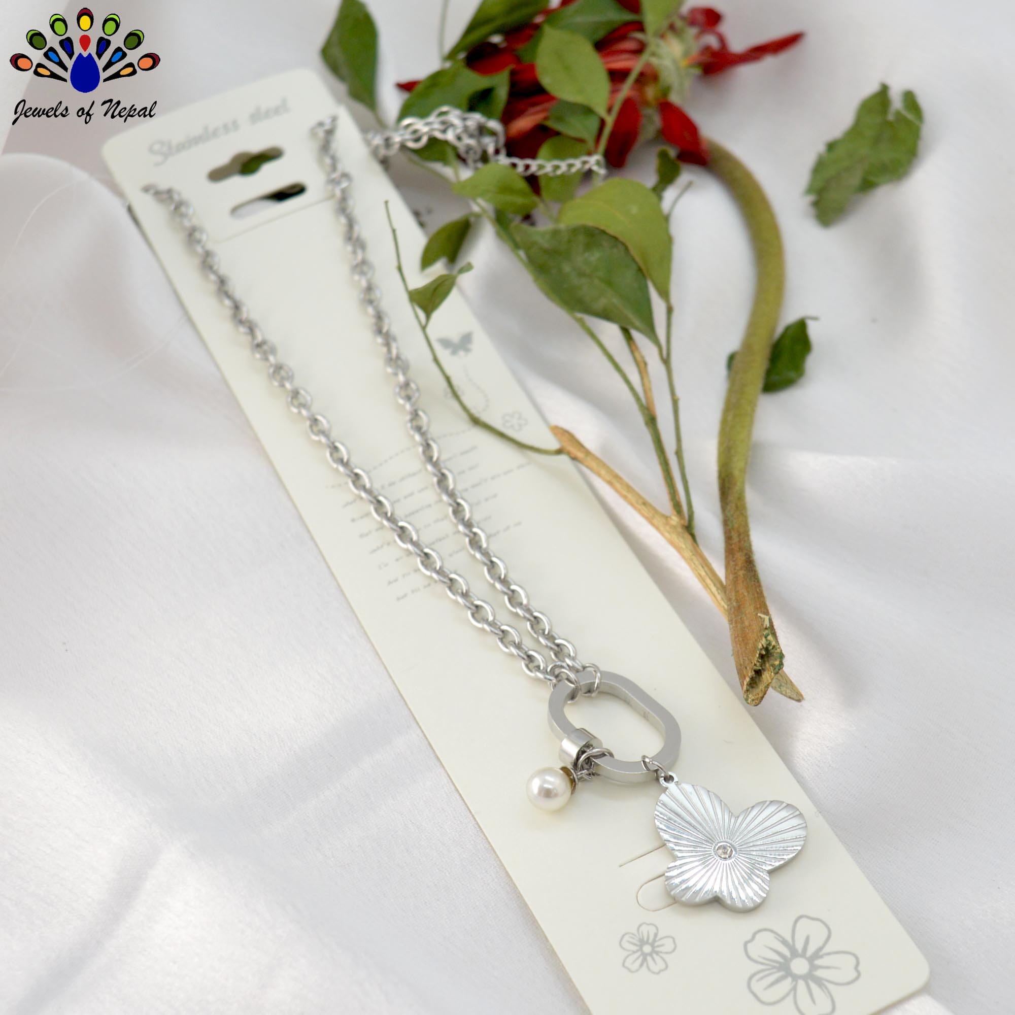 Jewels of Nepal Stainless Steel Smily Pendant Chain for Women