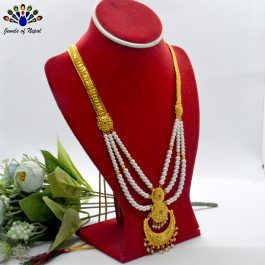 Chandbali Designed Gold Plated Faux Moti / Crystal Beaded Adjustable Ranihaar For Women