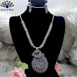 Jewels of Nepal Silver Oxidized Butterfly Necklace & Earrings Set for Women