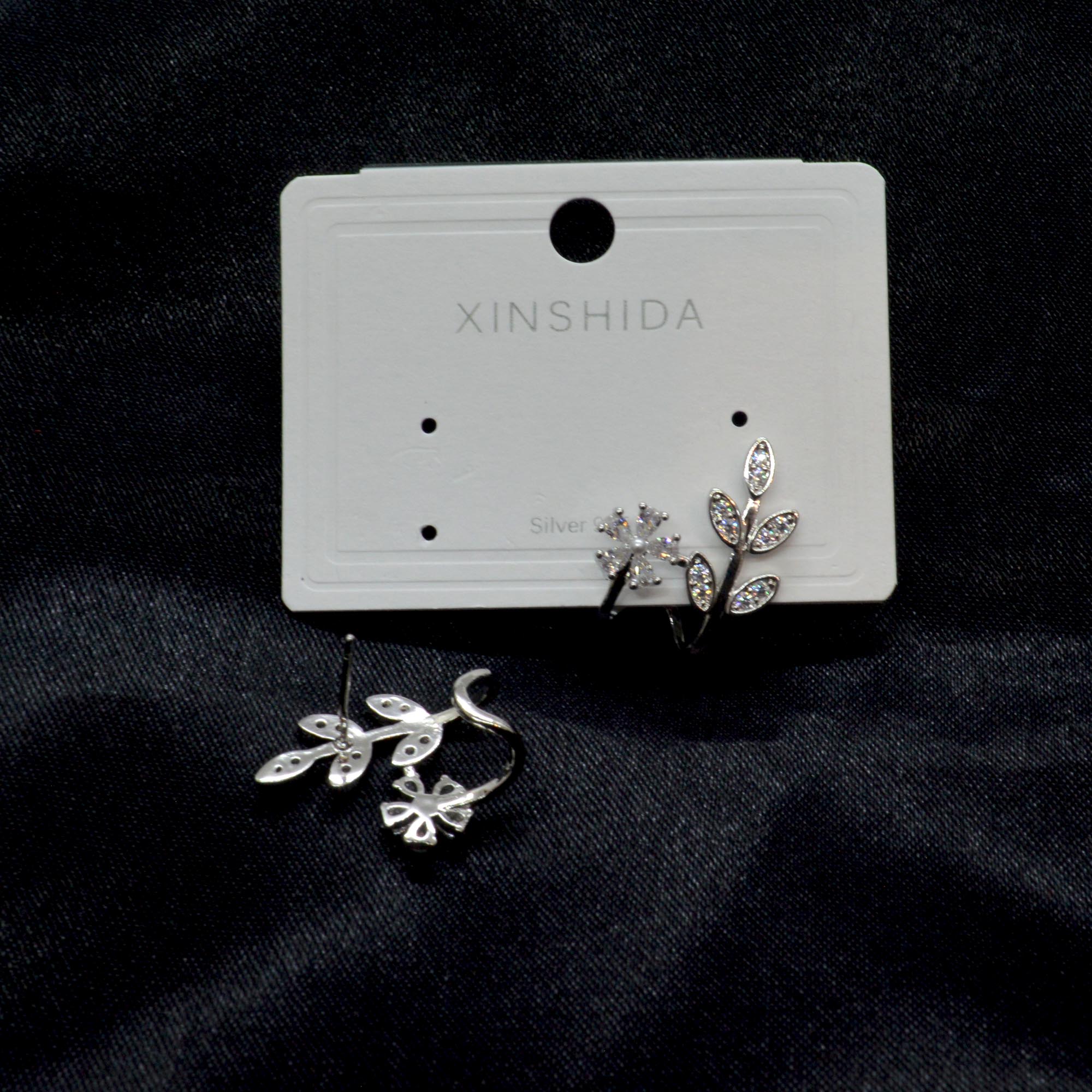 Jewels of Nepal S925 Trendy Elegant CZ Stones Studded Leaves Designed Ear Studs For Women - Image 4