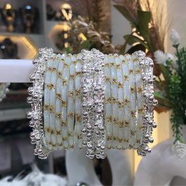 Jewels Of Nepal Off-White Glass Bangle Sets For Women